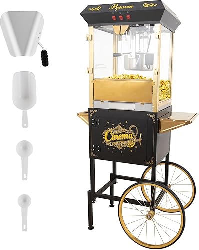 Miniatura 18 de Máquina de palomitas de maíz de 20 onzas con carrito, máquina de palomitas de maíz para cine con ruedas y control de 3 interruptores, máquina