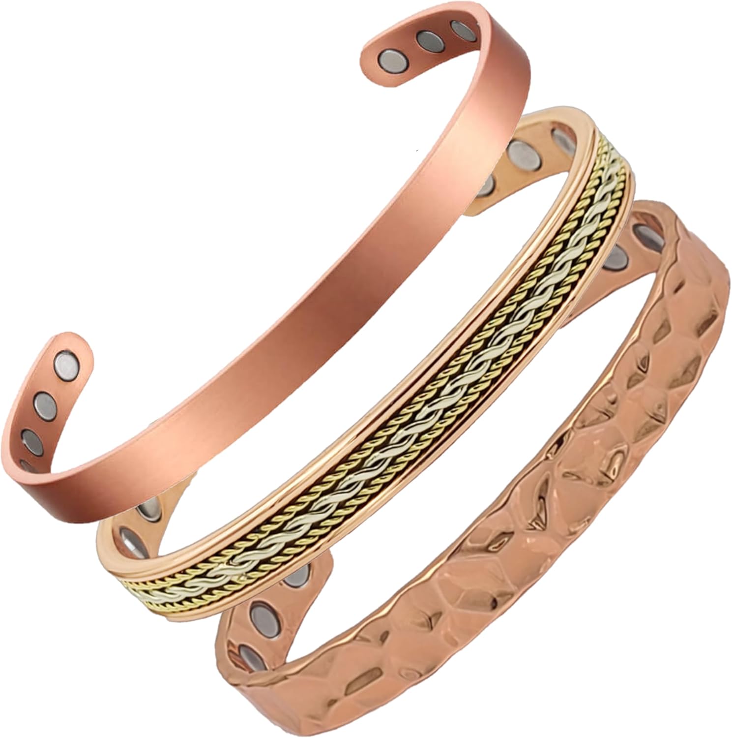 Earth Therapy Original Copper Magnetic Cuff Bracelet for Men & Women – Silver Braided Style – Adjustable - Ultra Strength : Health & Household