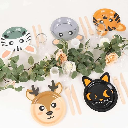 Miniatura 10 de Efavormart - Paquete de 25 platos de papel de postre de oso de peluche marrón, 7 pulgadas, redondos con estampado de animales, ecológicos, para