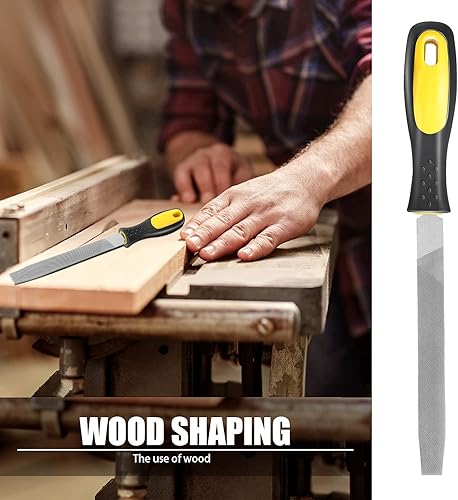 Miniatura 4 de Zhehao 2 piezas de lima plana de metal afilador de hacha rectangular de acero de 6 pulgadas, fresadora manual de corte único endurecido con mango