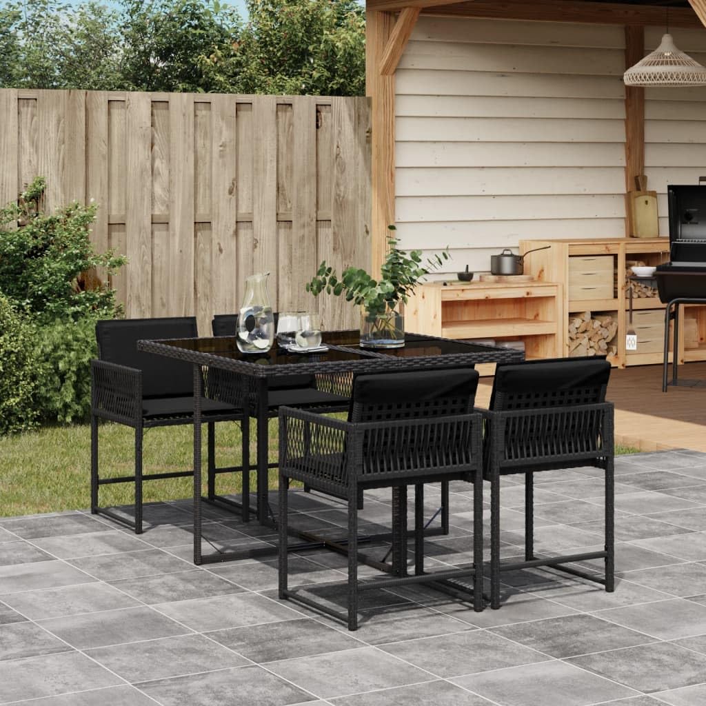 Set de jardin extérieur 6 pièces en rotin PE Homgoday avec table pliable