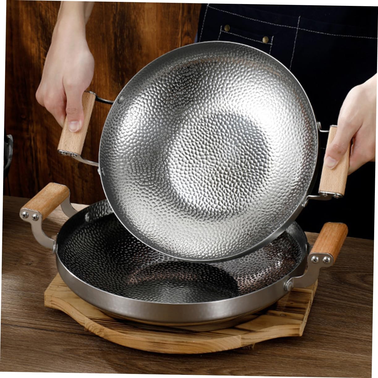 Single Person Hot Pot Stove Stainless Steel Pot with Double Handles