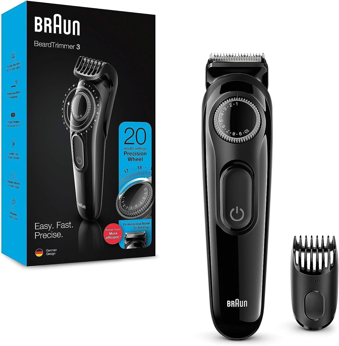 Braun BT 3222 Beard Trimmer and Hair Clipper for men, 20 Length