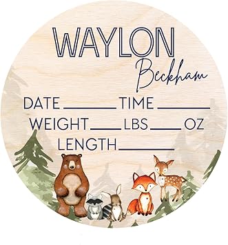 Baby Announcement Sign - Baby Name Sign - Welcome Baby Sign - Baby Birth Announcement Sign for Hospital - Wood Name Sign - Newborn Announcement Sign - Newborn Photography Prop