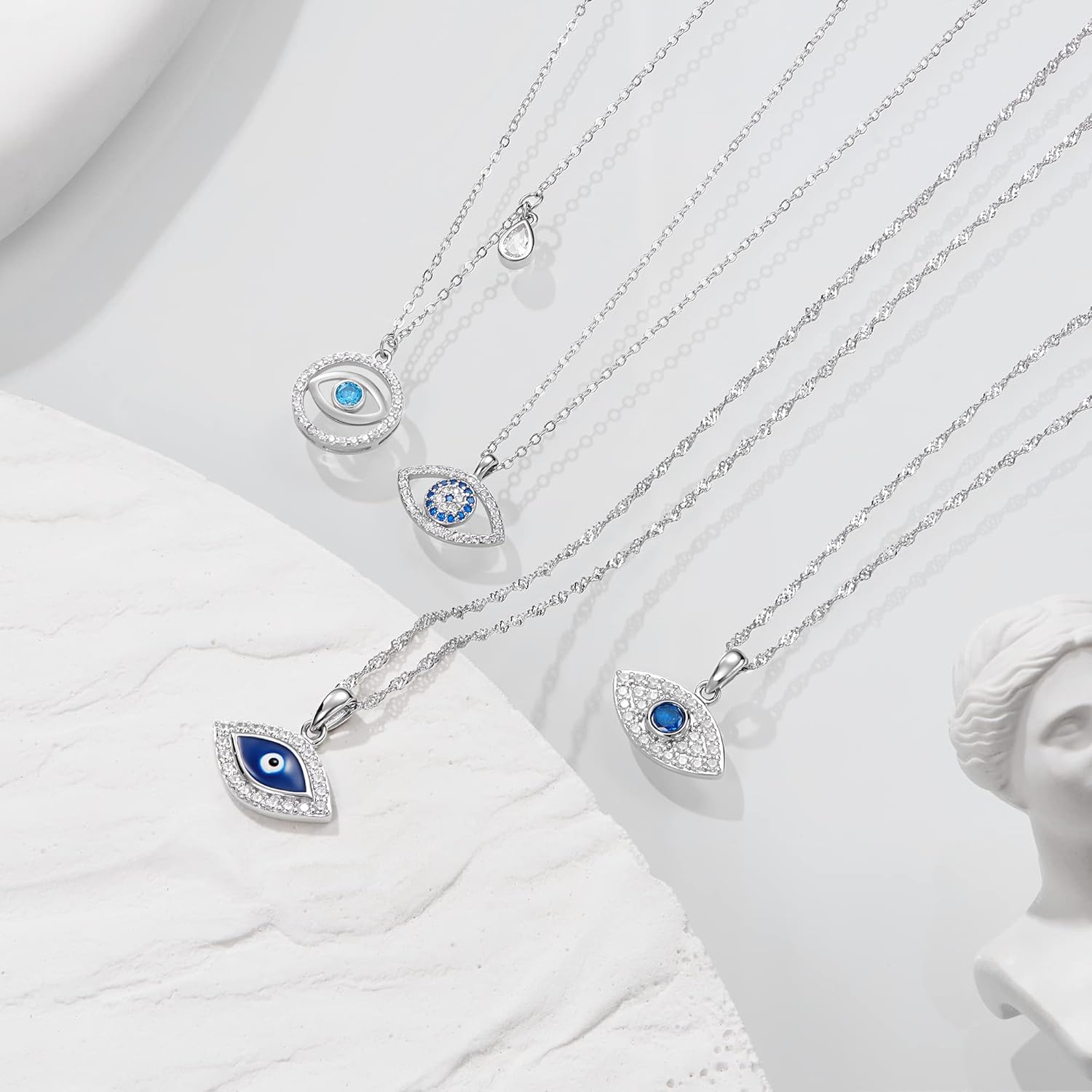 S925 Stering Silver Cross Necklace for Women Cubic Zirconia Evil Eye Pendant Necklaces Dainty Simple Lucky Protecion Pendant Jewelry for Women Ladies 18 Chain - Image 5