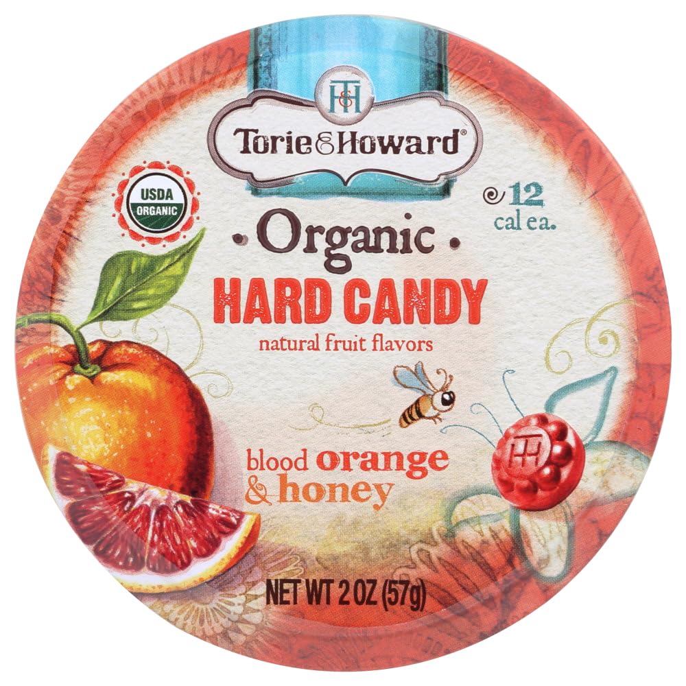 Torie and Howard Organic Hard Candy Tin, Blood Orange and Honey, 2 Ounce (Pack of 2)
