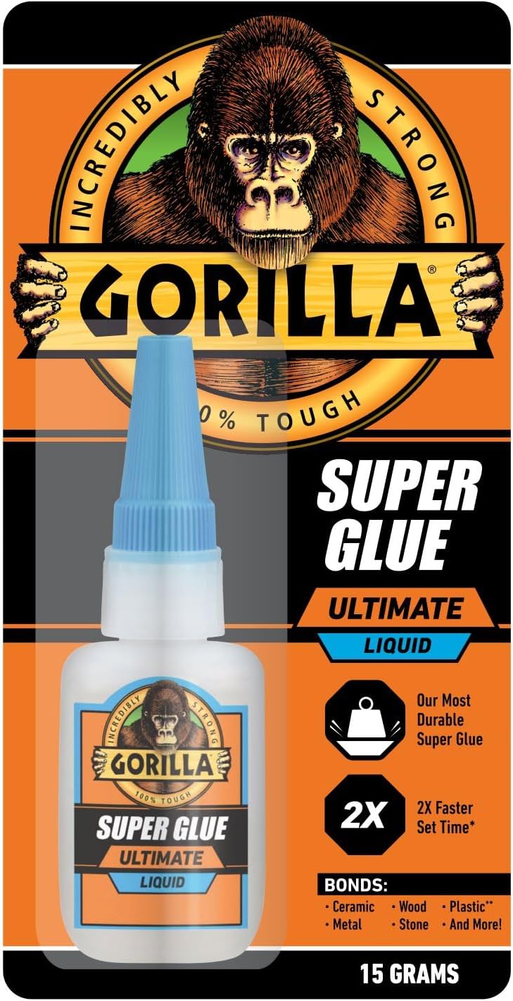 Ultimate Super Glue, Clear Glue, 15 Grams (Pack of 1) - Fast-Setting Cyanoacrylate for Quick Fixes & Repairs with Anti-Clog Cap