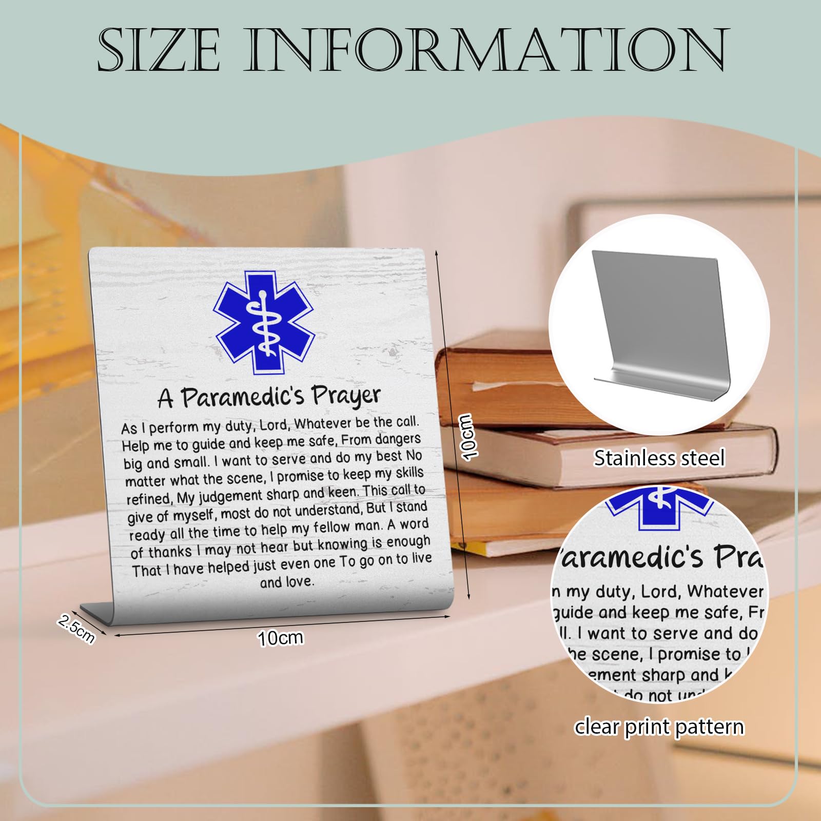 A Paramedic’s Prayer Desk Sign, EMT EMS Appreciation Gift with Blue Star of Life Emergency Responder Motivational Retirement Graduation Decorative Sign Gift TZ168