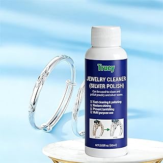 Truey Silver Cleaner, Jewelry Cleaner Silver Polish, for Pure Silver Pure Gold, Removes Tarnish & Restores Shine, Fast Dipping Solution for Sterling Silver & Gold, Gentle Anti-Tarnish liquid (60ml)