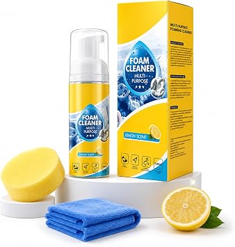 4-in-1 Multi-Enzyme Foam Cleaner,Multi-purpose Deep Cleaning Spray for Car Interior, Kitchen Grease, Bathroom Tiles, Sofa Lemon Fresh Scent