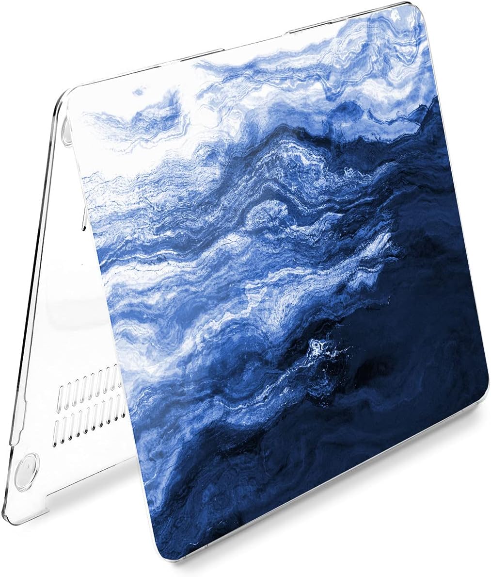 Hard Case Compatible for MacBook Pro 16 14 M3 M2 2023 M1 Pro 13 2022 Air 13 2021 Retina 2020 Mac 11 12 Art Paint Laptop Creative Indigo Print New Cover Aesthetic Design Protective Waves Blue