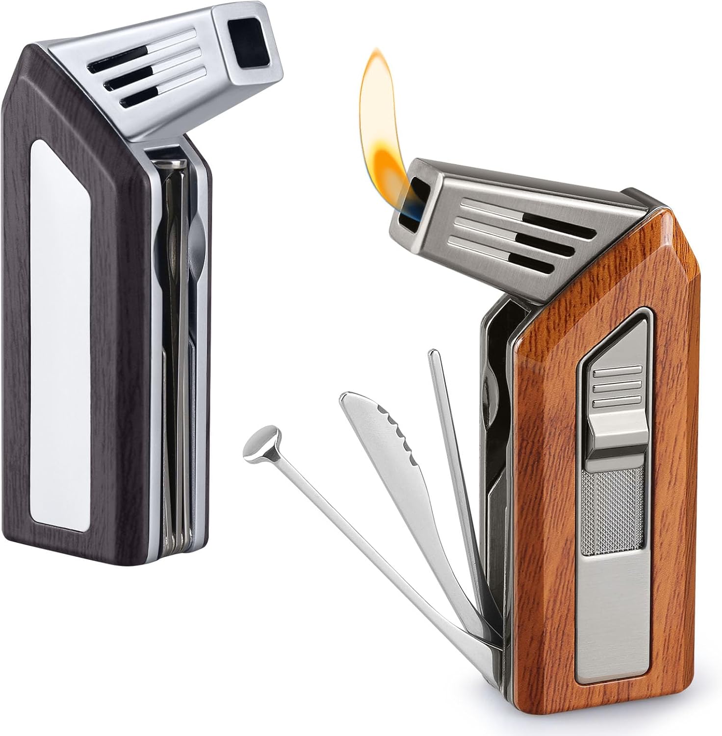 Soft Flame Lighters Mahogany+Silver Combo