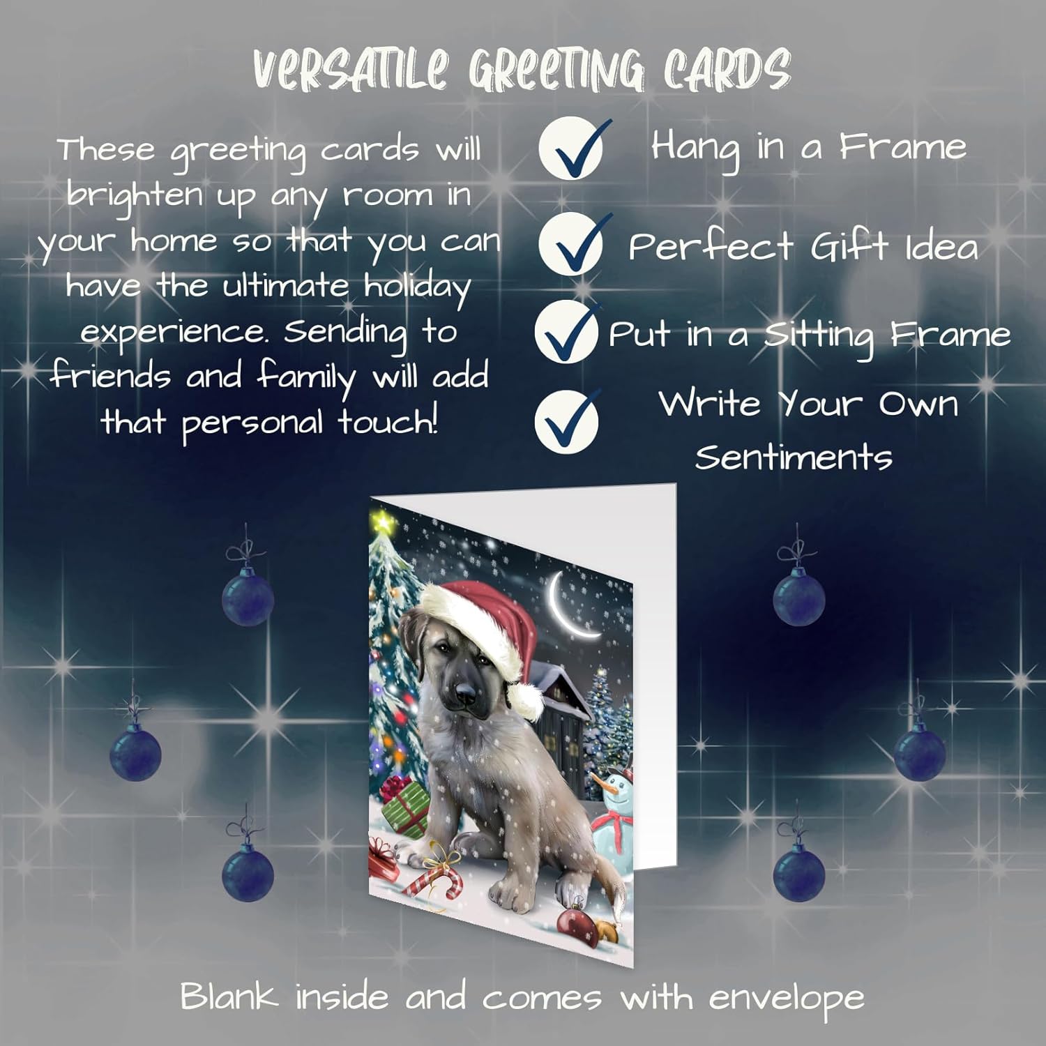Holly Jolly Holidays Anatolian Shepherd Dog Greeting Cards - Adorable Pets Invitation Cards with Envelopes - Pet Artwork Christmas Greeting Cards GCD2335 (10 Greeting Cards)