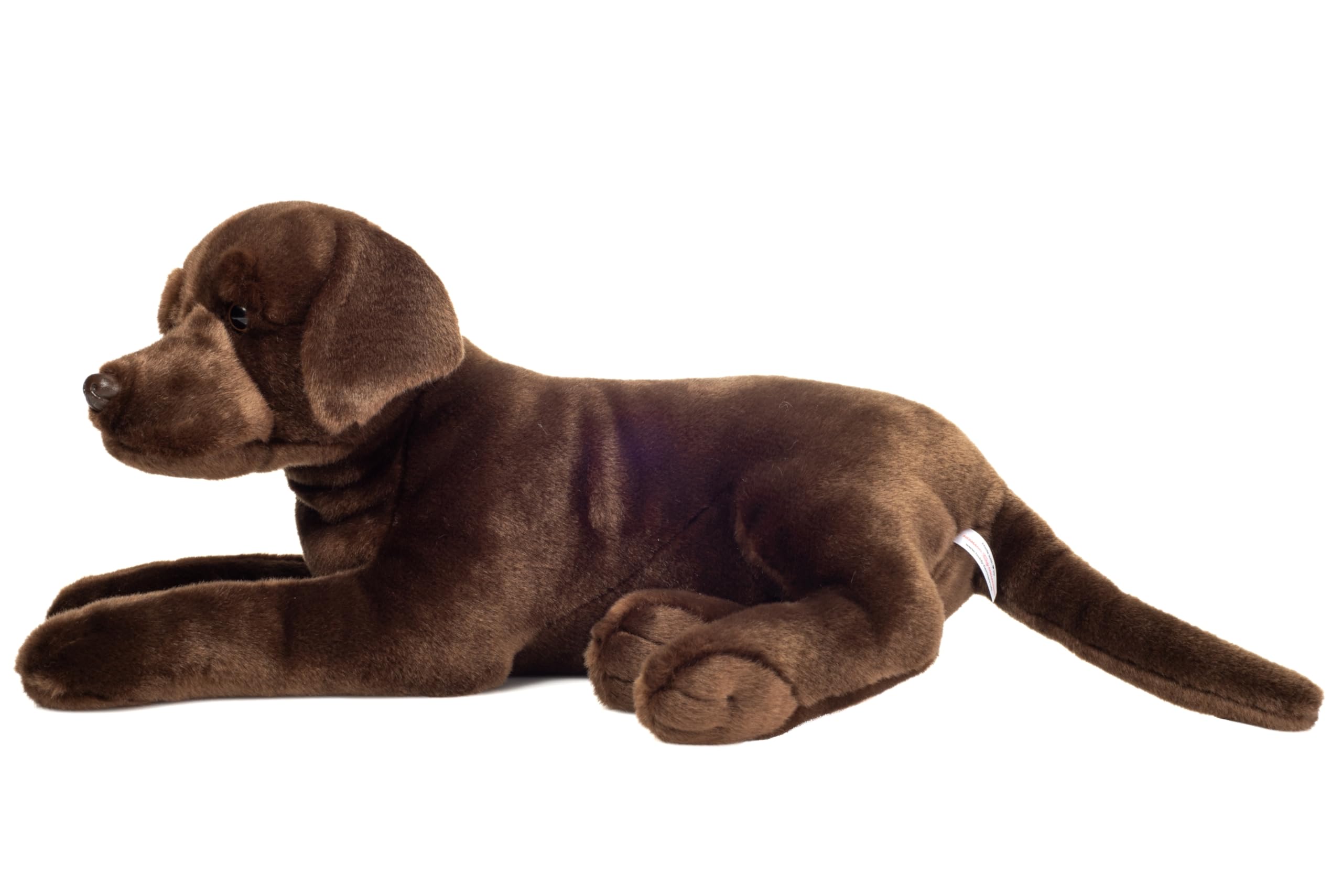 Teddy Hermann 91988 Labrador Tumbado marrón Chocolate 50 cm, Peluche | Peluche prémium especialmente suave, acabado cuidado, desde 18 meses, lavable, relleno de poliéster reciclado