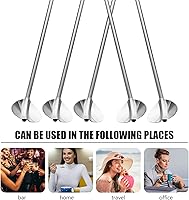 Vista 9 de YARNOW 6 pajitas de cuchara de acero inoxidable para beber cucharas reutilizables de metal para cóctel, pajitas para beber, mezclar y revolver