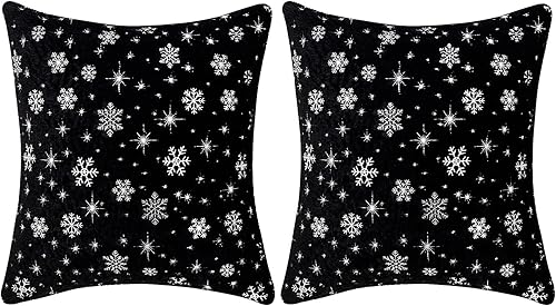 MOJUN Juego de 2 fundas de almohada decorativas de Navidad fundas de almohada decorativas con bordado de copo de nieve suave para decoraciĂłn de MOJUN Juego de 2 fundas de almohada decorativas de Navidad fundas de almohada decorativas con bordado de copo de nieve suave para decoraciĂłn de
