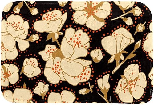 Tapete con patrón de flores negras tapete antideslizante para interiores y exteriores tapete divertido regalo de inauguración de la casa decoración