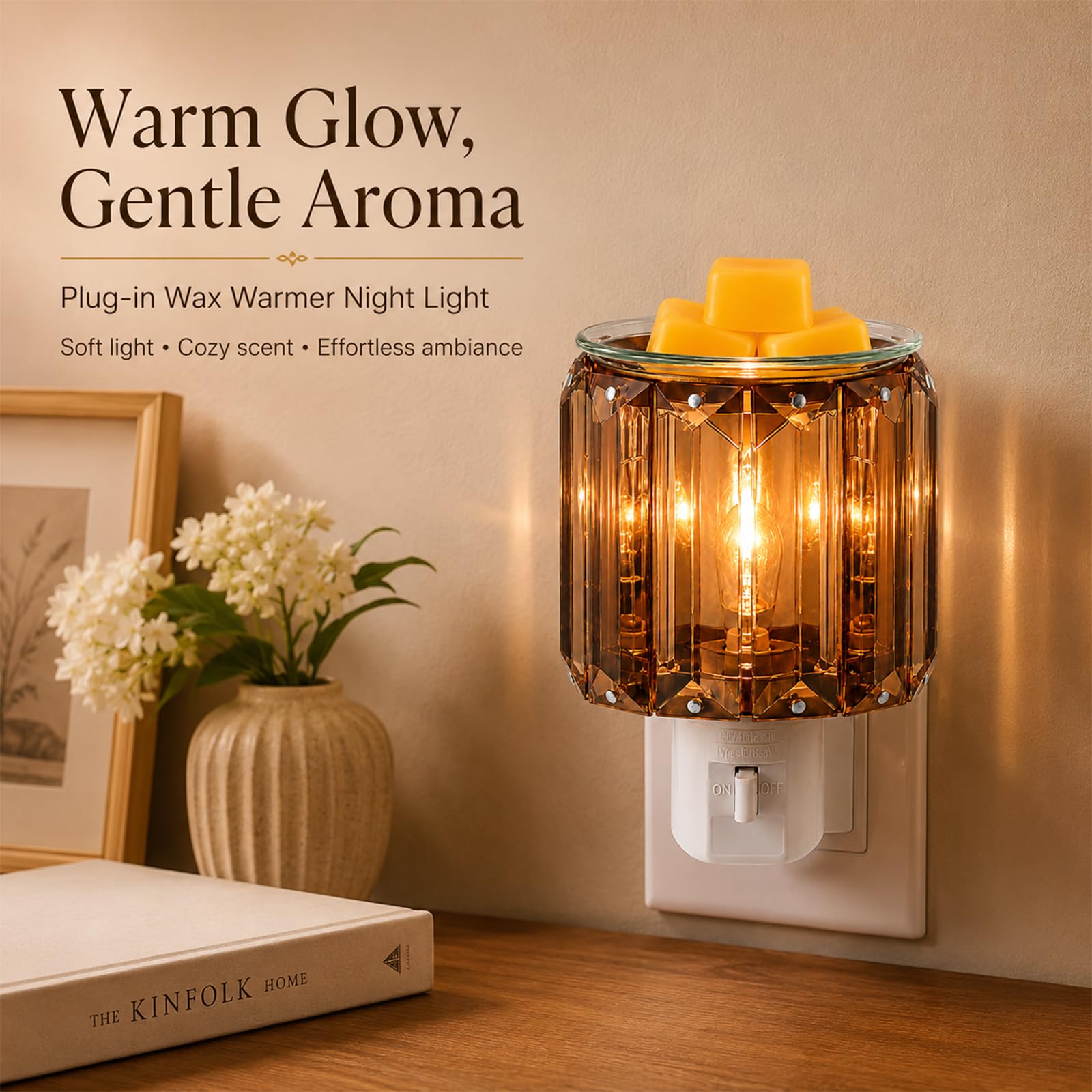 MeplLivs Warmers - Calentador de fragancia enchufable, enchufe decorativo para calentar velas perfumadas (dorado)