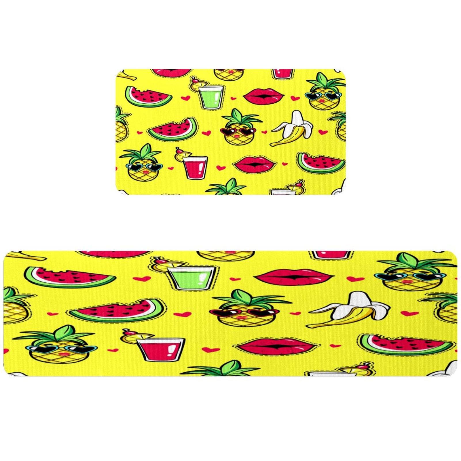Alfombrillas de cocina VAPOKF juego de 2 tapetes decorativos de frutas lavables