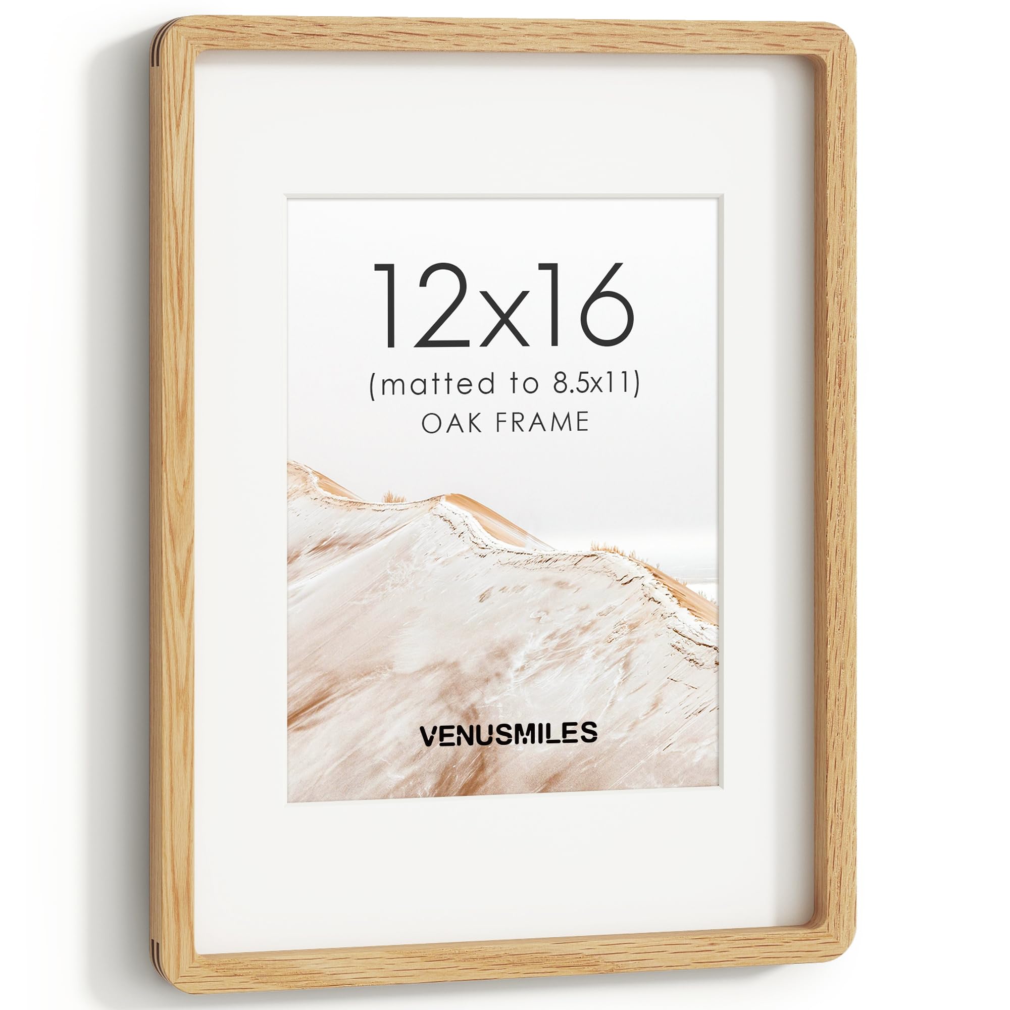 12x16 Picture Frame, USA-Sourced Natural Oak Wood Photo Collage Frame