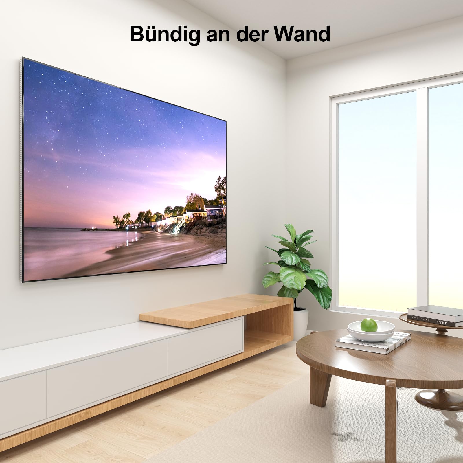 Supcline Ultra Slim TV Wandhalterung 42-100" für Frame & Flach TVs | nur 0,8cm Flachprofil TV Halterung, hält bis zu 80kg, passt in jedes Interieur, Minimalistisches Design für jeden Raum