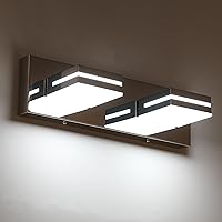 Vista 2 de SineRise - Lámpara LED para tocador de baño - Moderna lámpara de acrílico con acabado cromado para iluminación de pared sobre el espejo - 2 luces
