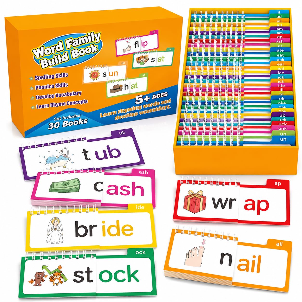 Phonics Flash Cards, 30 Read and Rhyme Flip Books | Early