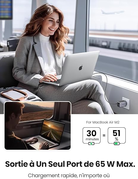 UGREEN Nexode 65W Chargeur USB C Rapide 3 Ports GaN Prise USB C Compatible avec iPhone 17 Pro Max Air 16 15 14 13 12 Galaxy S25 S24 S23 A16 Pixel 9 8 7 iPad MacBook Air Pro Neo M5 M4 M3 M2 M1 (Noir) - 3