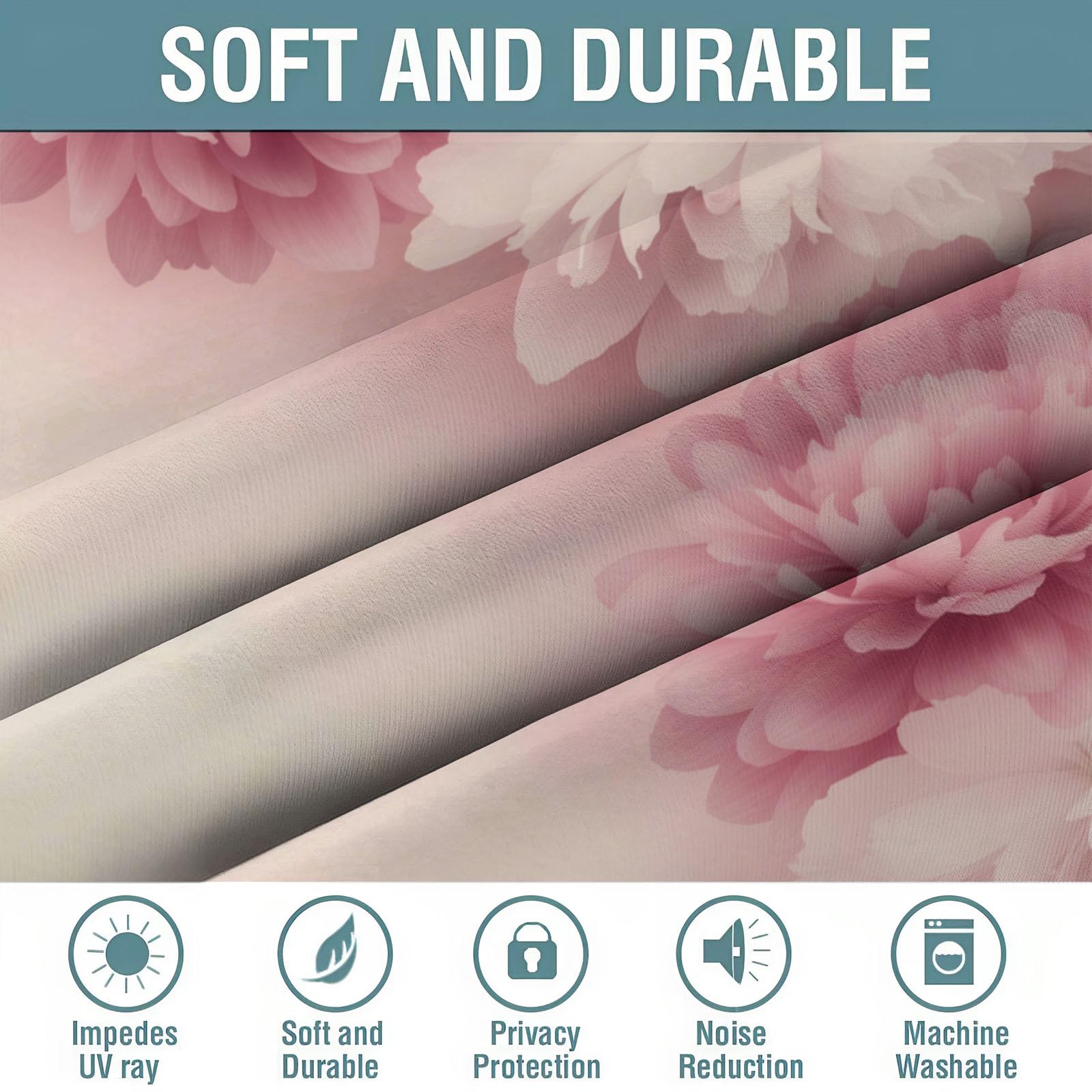Rosa - Cortinas Opacas Peonía Rosa, 140 x 245 cm, Aislamiento Térmico, Fijación con Ojales, Cortinas Hermosas Flores De Ensueño con Ojales para Salón Dormitorio Habitacion