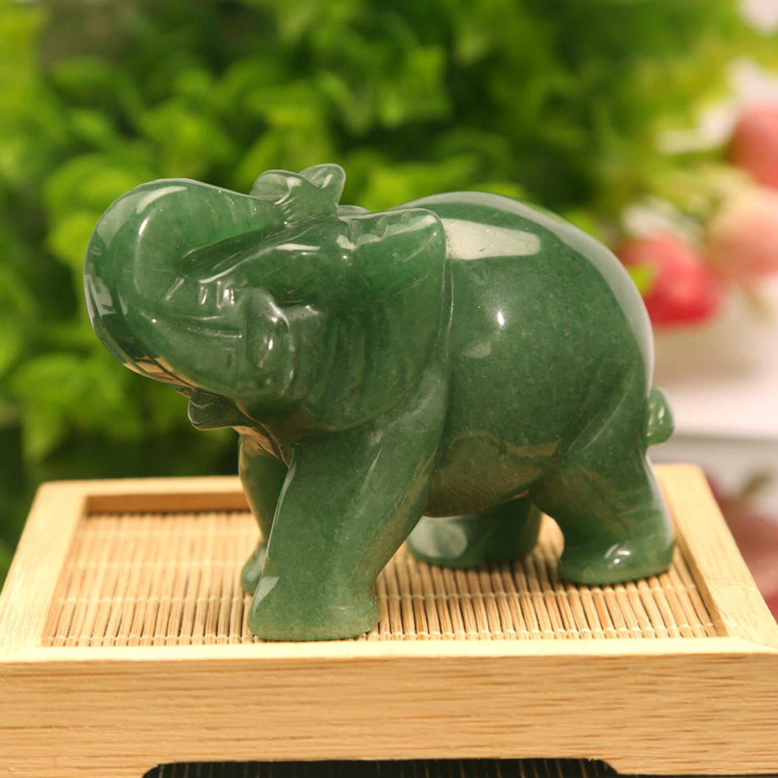 Statua di elefante in giada verde,statuette di elefanti portafortuna