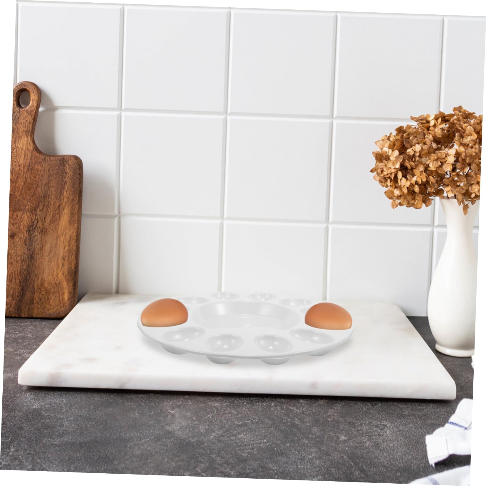 Garneck Non-stick Ceramic Easter Egg Tray Deviled Egg Carrier Flat Bottom for Easy Storage