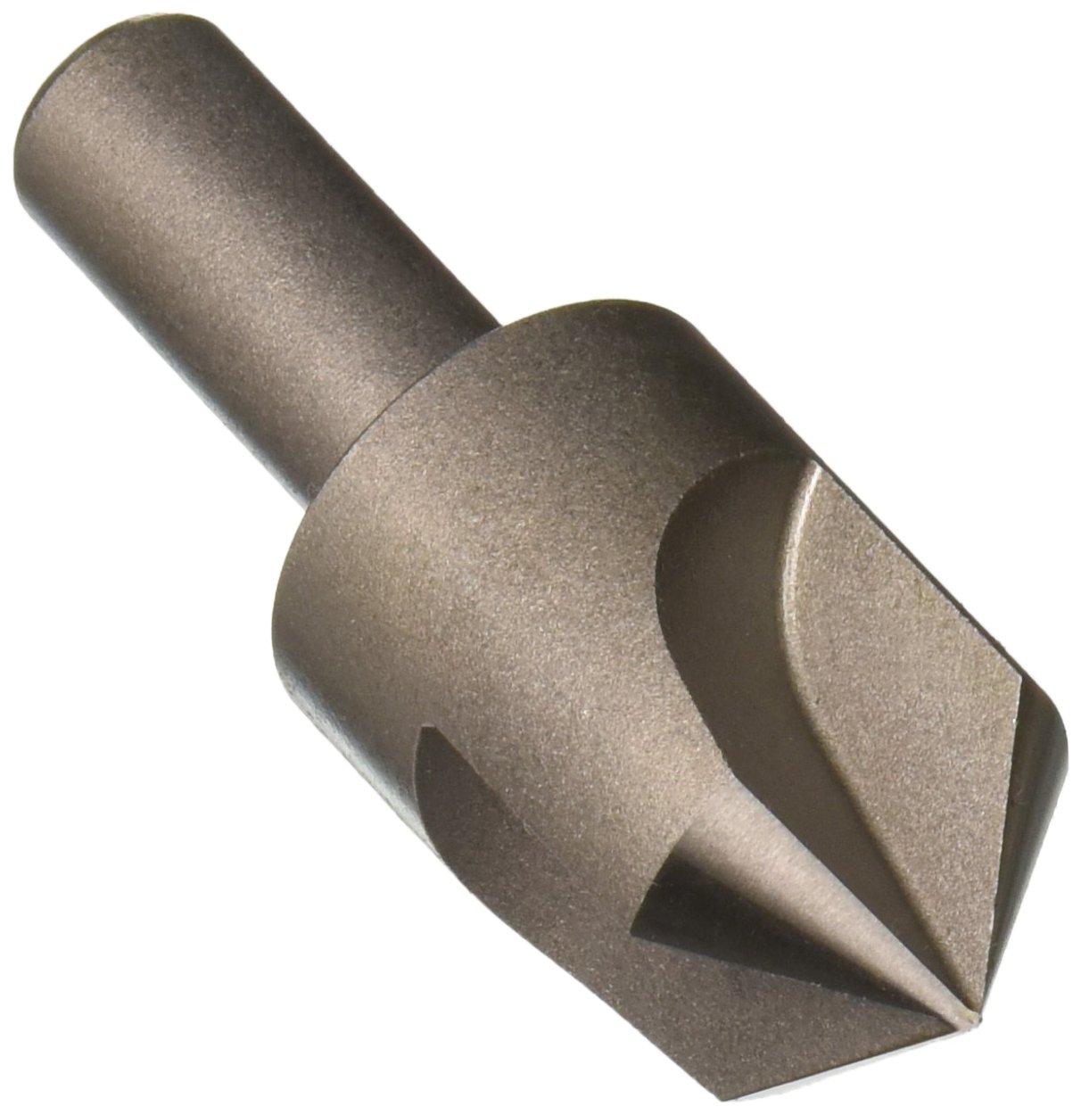KEO 51000 High-Speed Steel Single-End Countersink, Uncoated (Bright) Finish, 3 Flutes, 100 Degree Point Angle, Round Shank, 1/2" Shank Diameter, 1" Body Diameter
