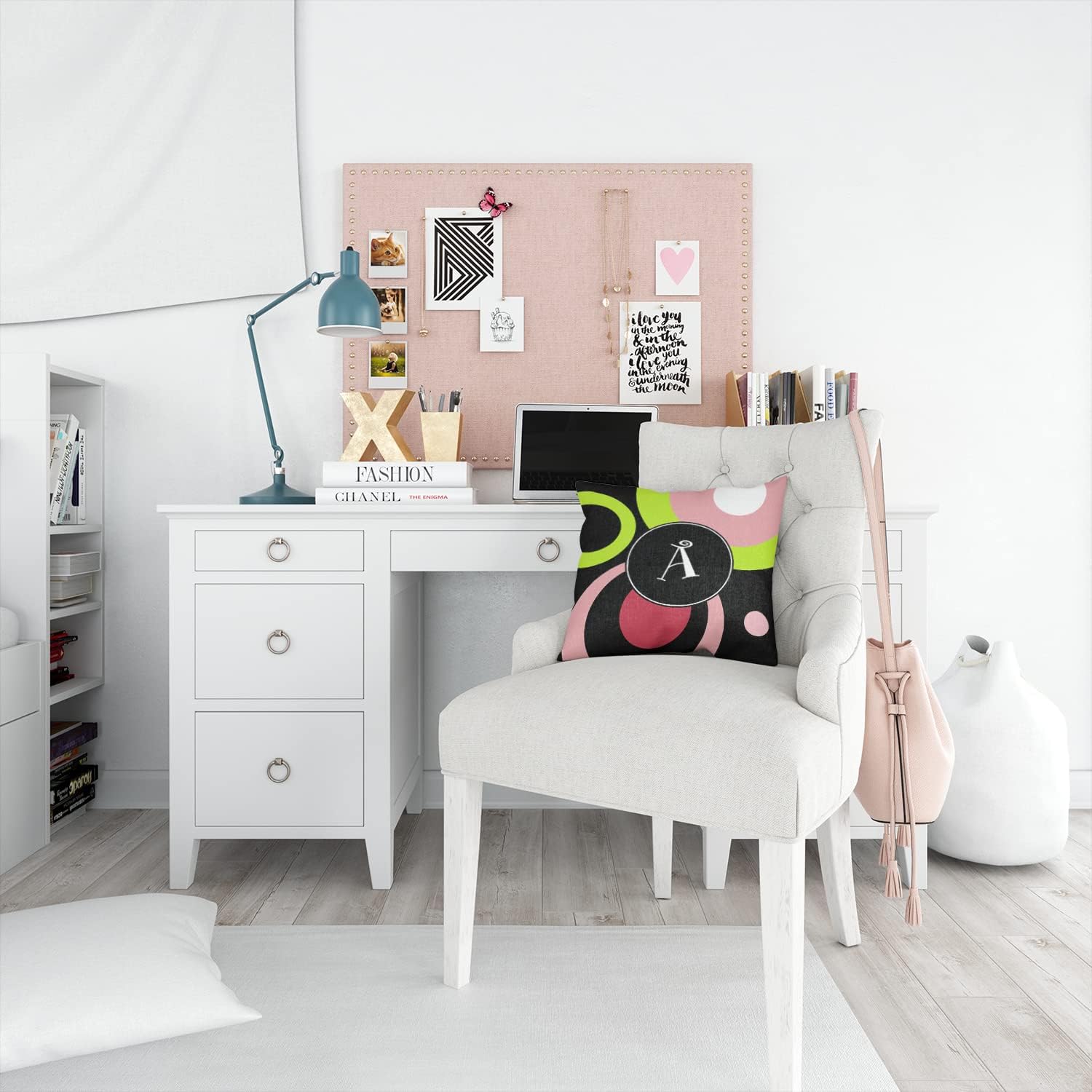 Caroline's Treasures AM1002-APW1414 Letter A Monogram - Retro in Black Fabric Decorative Pillow Machine Washable, Indoor Outdoor Decorative Pillow for Couch, Bed or Patio, 14Hx14W