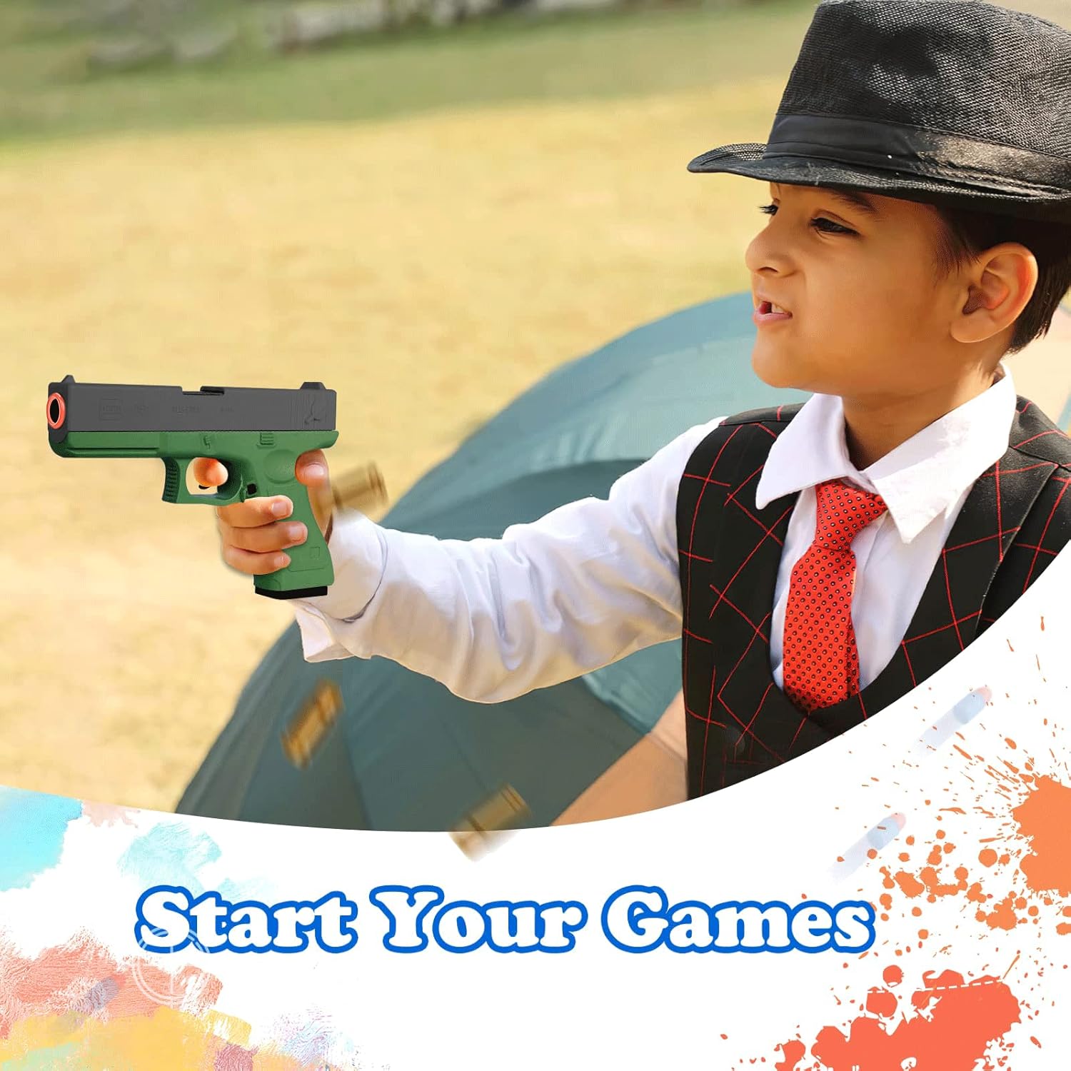 Shooting Game Toy for Kids, Soft Foam Bullet Blaster Toy, Manual Reloading Automatic Ejection of Bullet Cases for Educational Toys Pistol Model for 14+ Kids Gift, Green : Toys & Games