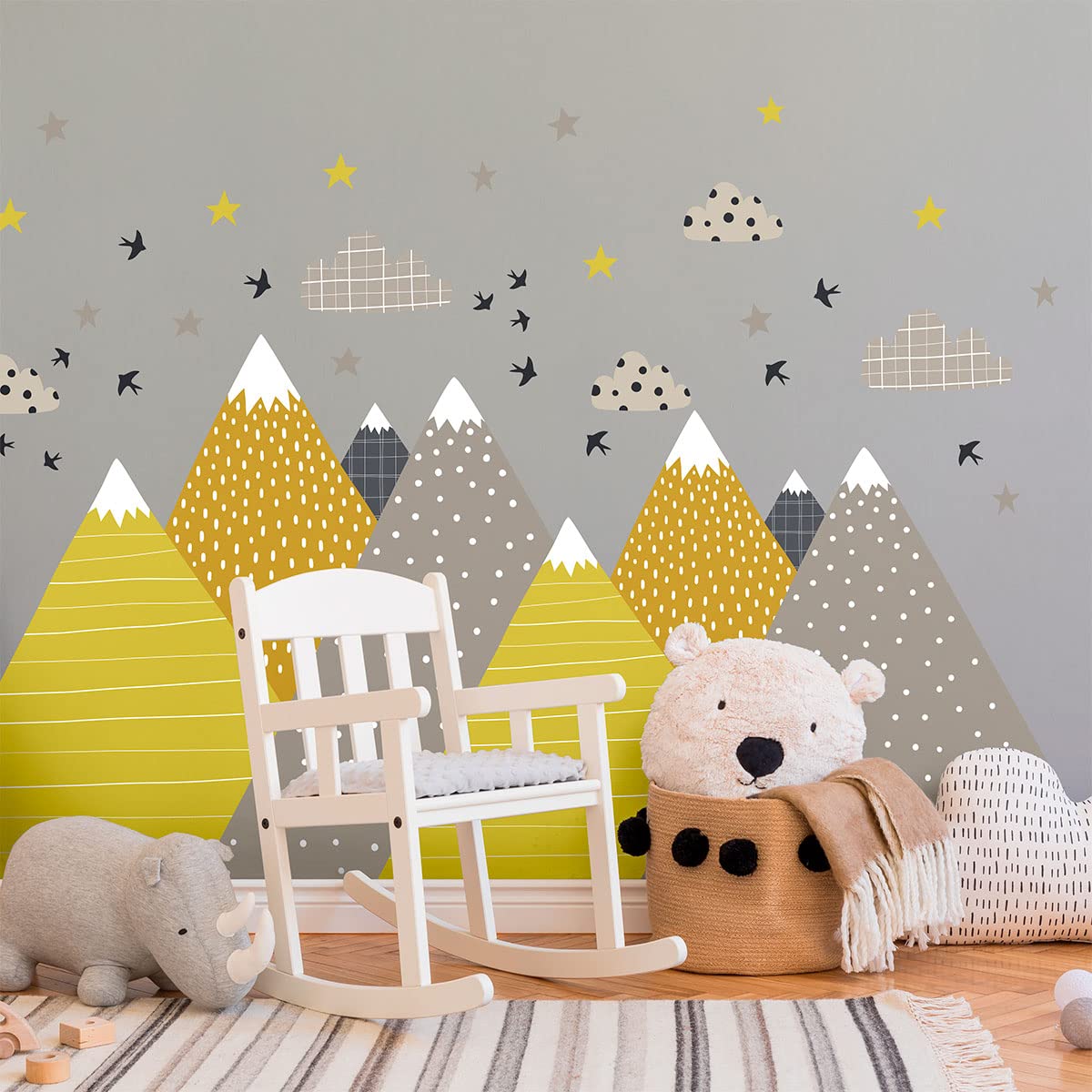 Children's Wall Stickers - Baby Room Decoration - Children's Wall Stickers - Scandinavian Mountains Farouka - Giant Wall Sticker - H60 x L90 cm