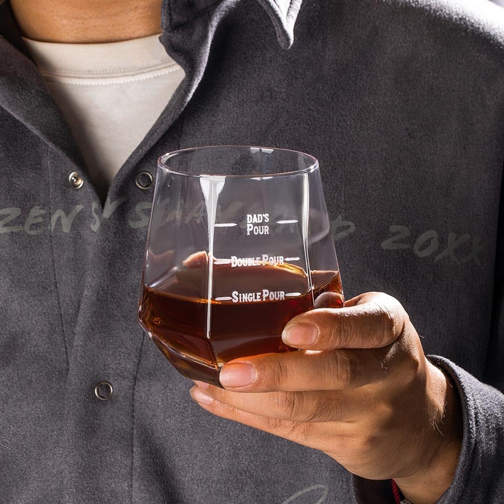 callie Personalized Pour Line Whiskey Glass Gift, Custom Funny Engraved Rocks Bourbon Glass Gift for Men,10 oz, Diamond Shaped