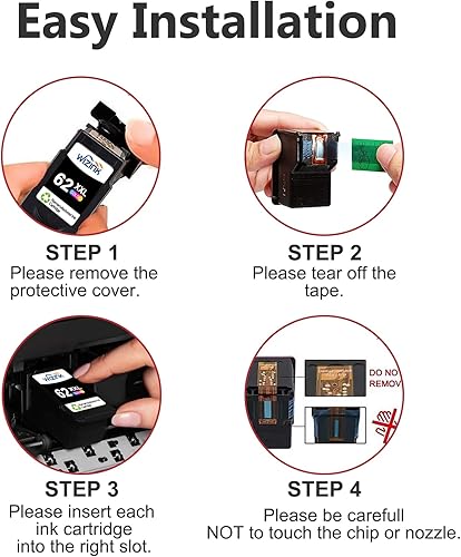 Miniatura 4 de WIZINK Cartucho de tinta negro 62 XXL para impresoras remanufacturadas, cartuchos de tinta 62xl 62xl 62 XXL para impresora HP Envy 5540 5640 5660
