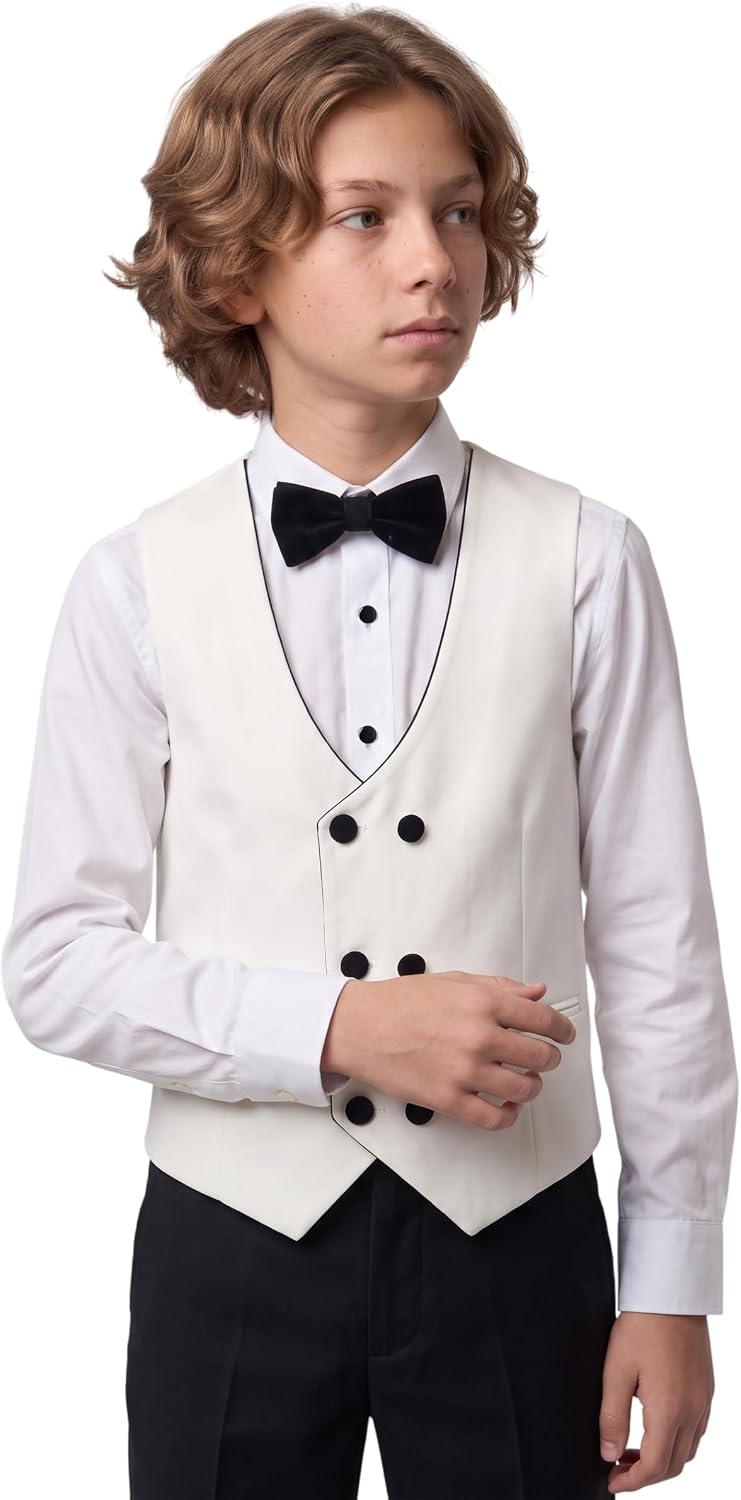 SIRRI Boys Tuxedo Suit 4-Piece & 5-Piece Set Velvet Shawl Lapel Wedding Outfit