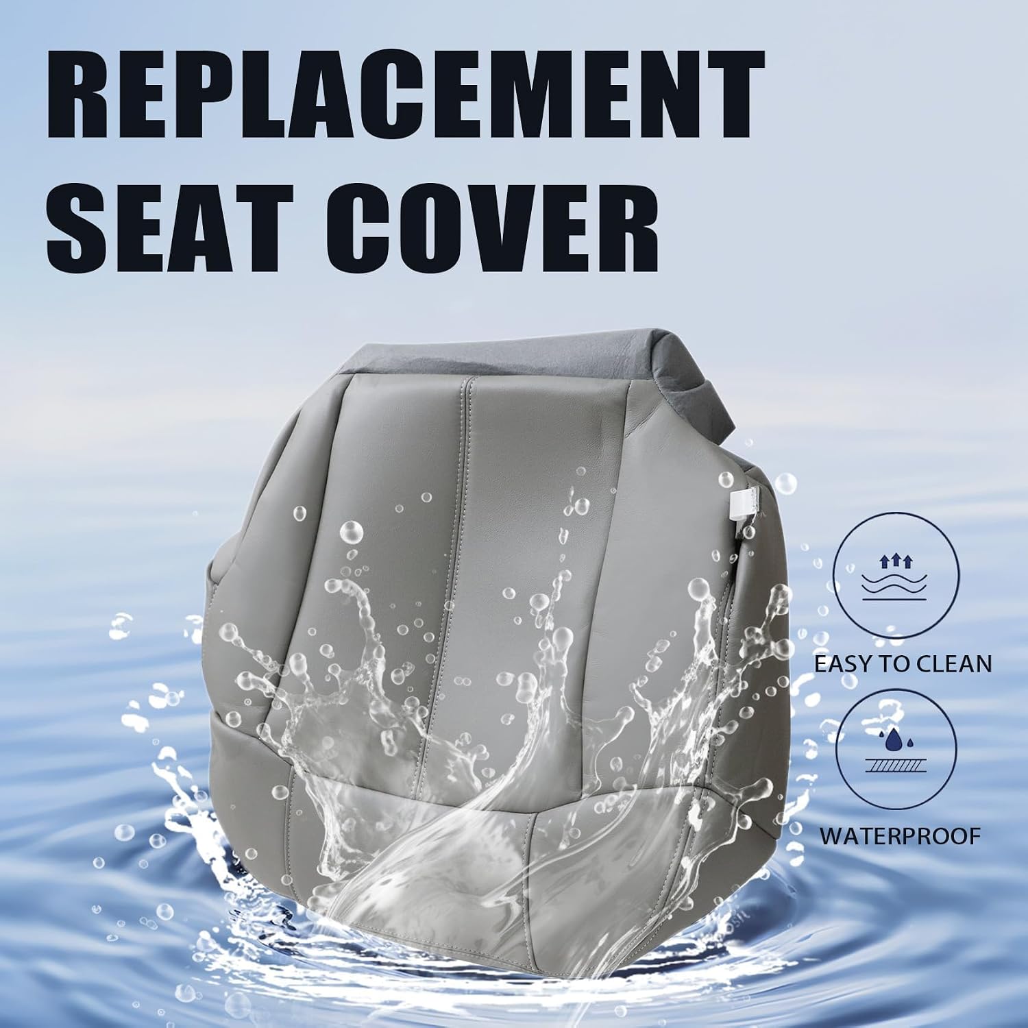 Priprilod 922/122 Gray Driver & Passenger Bottom & Top Lean Back Replacement Seat Cover Compatible with Chevy Silverado Compatible with GMC Sierra Tahoe Suburban Avalanche Yukon XL 1999 2000 2001 2002