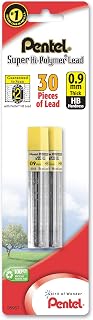Pentel Super Hi-Polymer Lead Refill, 0.9 mm, HB, 30 Pieces of Lead (L509BP2HB-K6)