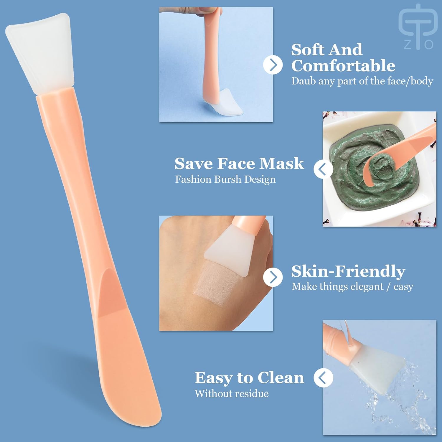 2Pcs Foundation Brush, Premium Angled Makeup Brush Blending for Liquid, Cream, Powder. Dual-Use Silicone Mask Brush, Upgrade Foundation Mask Brush Set. Non-Shedding, Streak-Free, Odorless