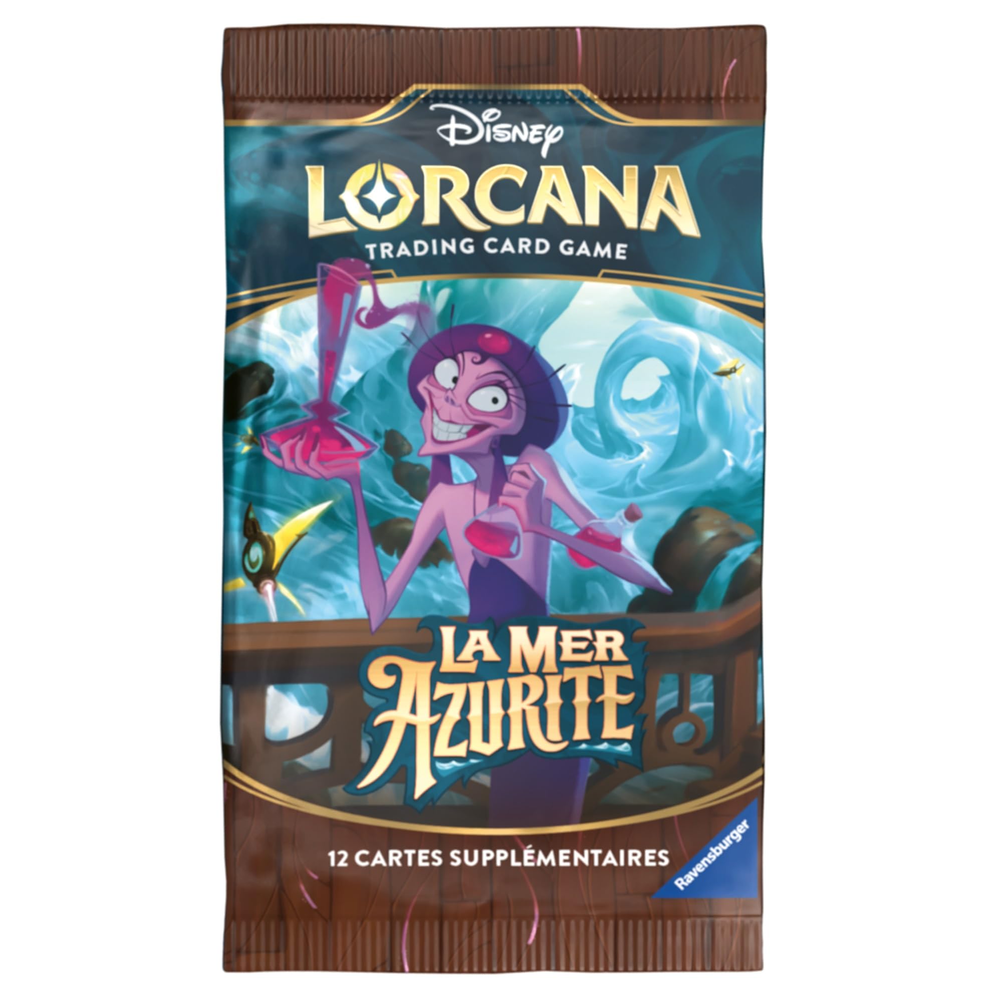Ravensburger - Disney Lorcana TCG - Set 6 La Mer Azurite - Coffret Cadeau Collector - Carte Stitch brilante - 4 boosters de 12 Cartes aléatoires - Portfolio - Version française
