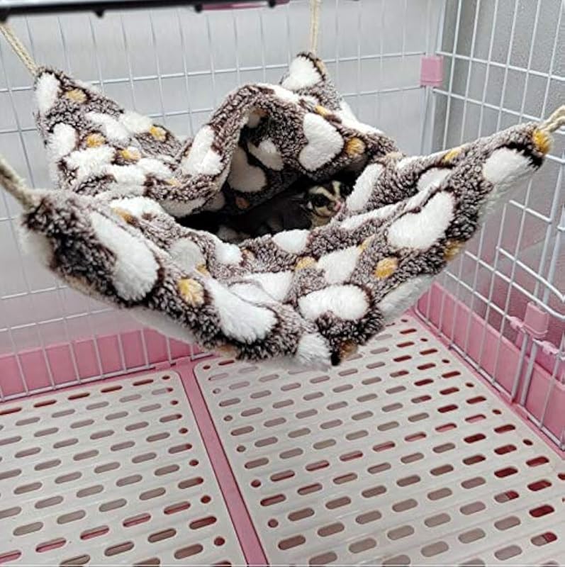 Rede Hammock para Pequenos Animais ISMARTEN em Soft Fleece com Ganchos, 34 x 36 cm