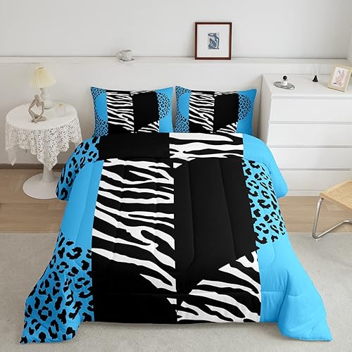 Miniatura 59 de Castle Fairy Juego de ropa de cama con estampado de cebra, tamaño matrimonial, juego de edredón de animales de África y vida silvestre, juego