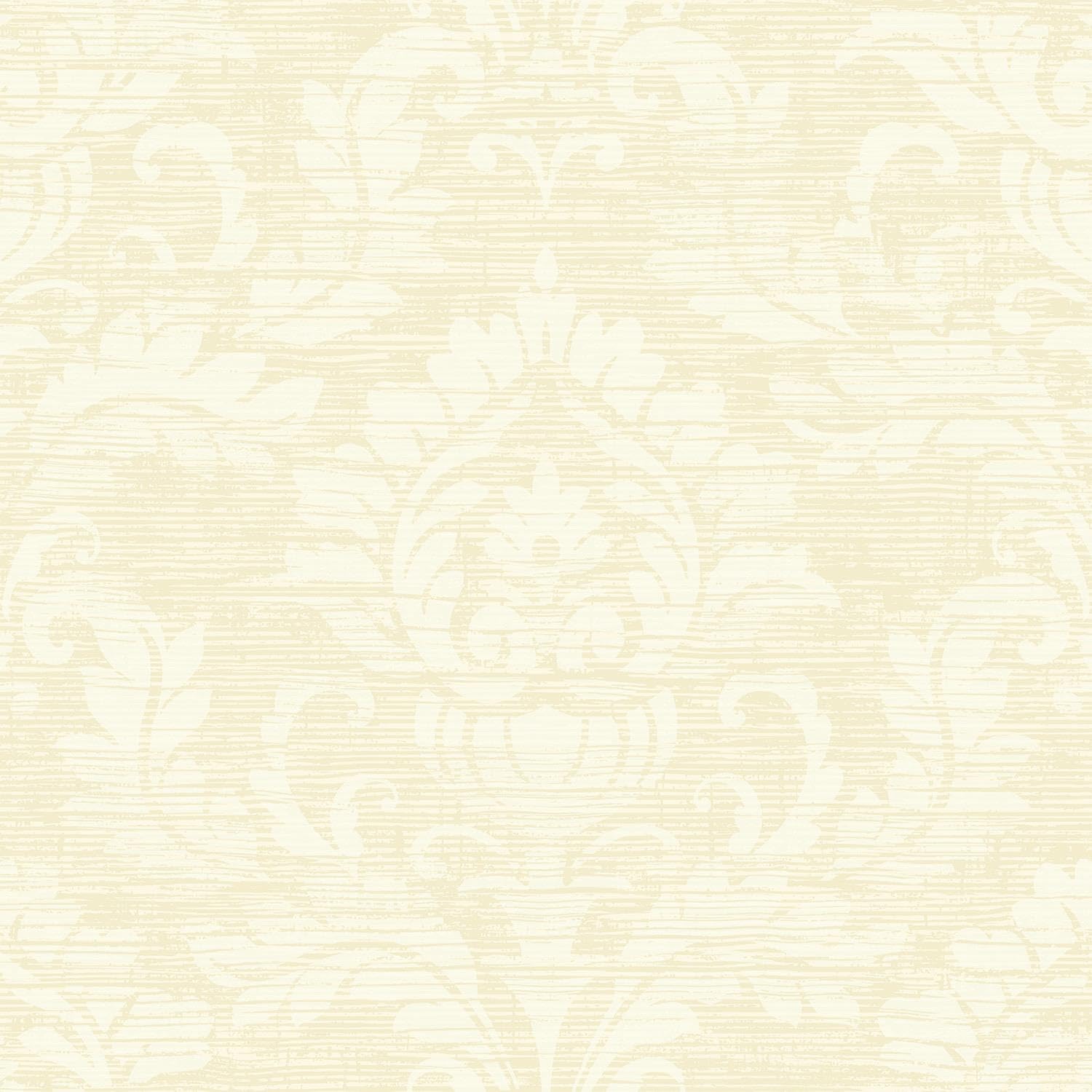 Classic Damask Cream Wallpaper - Traditional Trendy Glamorous - Acrylic Coated Stylish Feature Wall