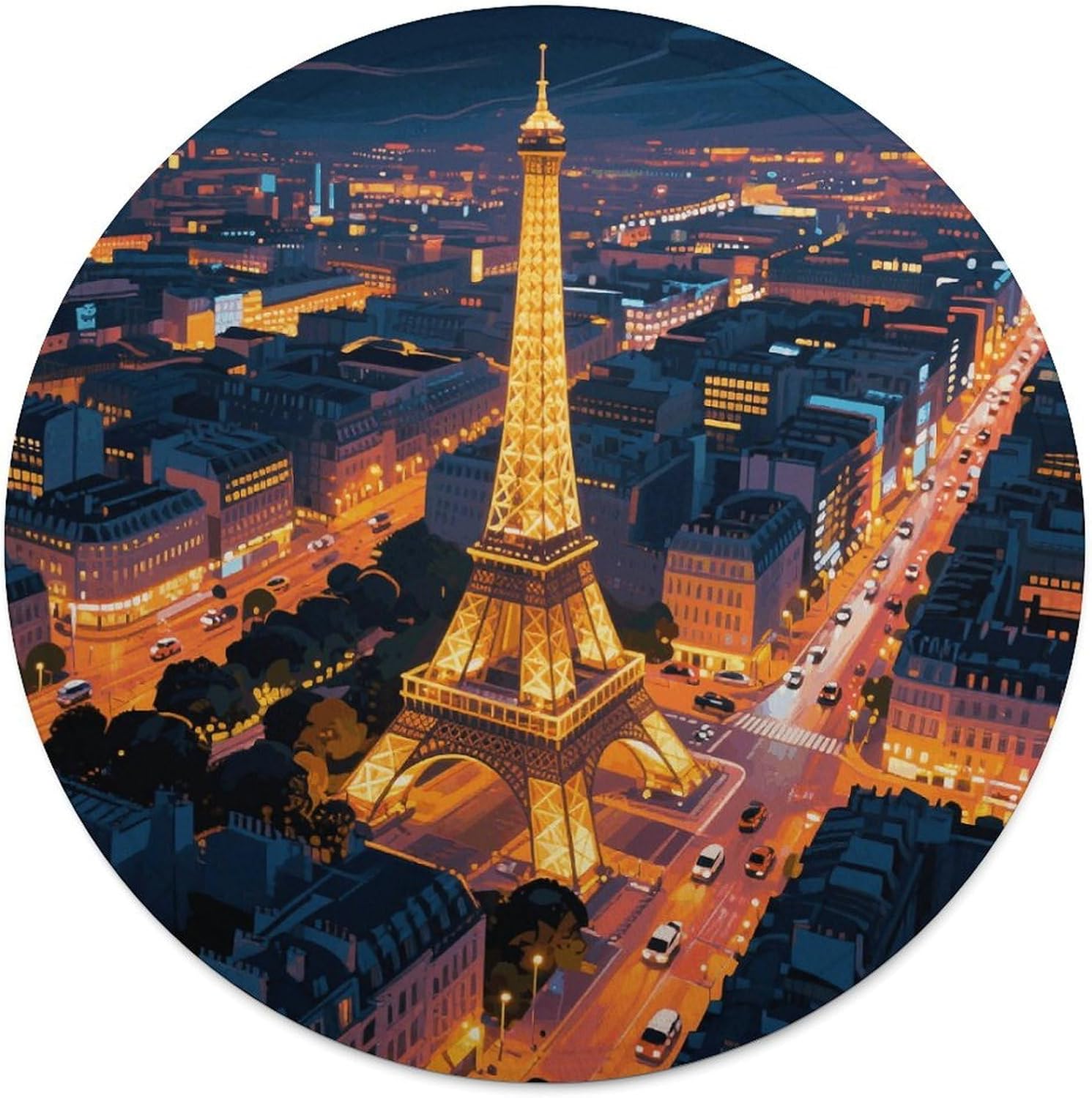 Eiffel Tower Throw Blanket Round Beach Towel | 59.1 Inch Circular Flannel blanket Large Soft Beach Blanket Lightweight Foldable Beach Towel Throw for Daily Leisure Use