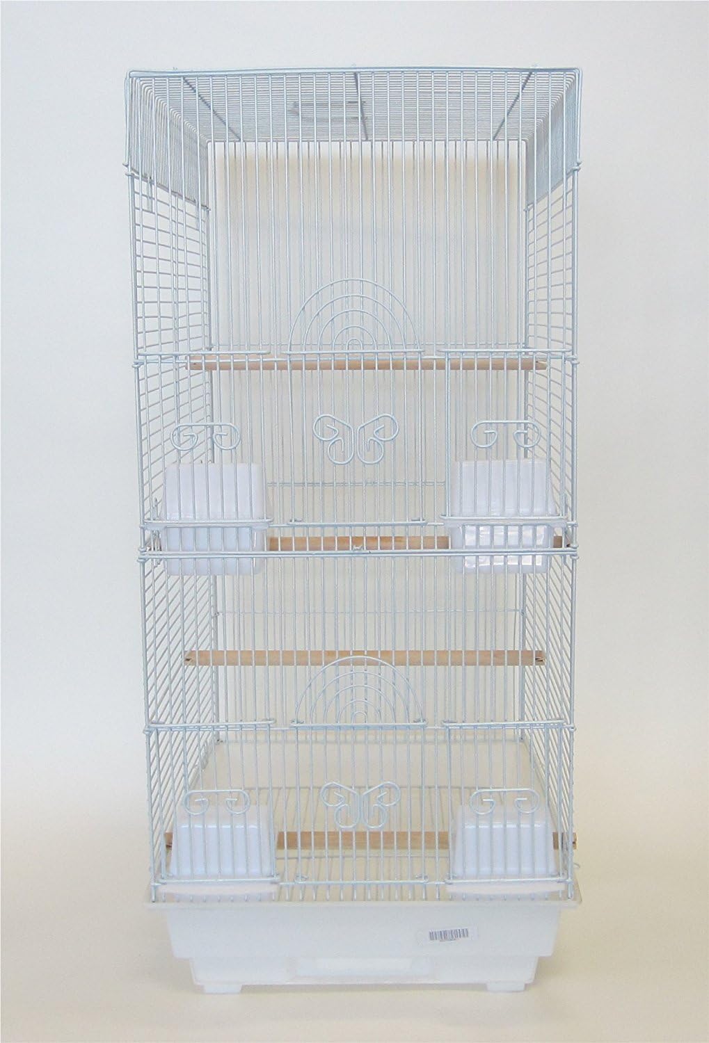 YML 3/8-Inch Bar Spacing Tall Square 4 Perchs Bird Cage, White