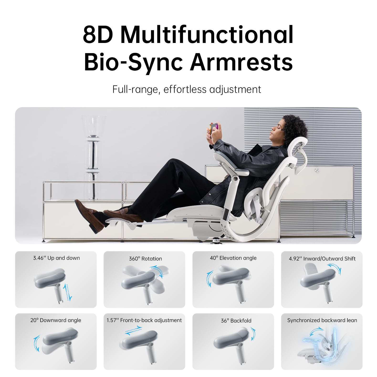 SIHOO Doro C300 V2 Ergonomischer Bürostuhl mit Fußstütze, Netz-Schreibtischstuhl mit 8D-Armlehnen, Drehbarer Lendenwirbelstütze, 3D-Kopfstütze, Computerstuhl für Homeoffice und langes Sitzen, Weiß