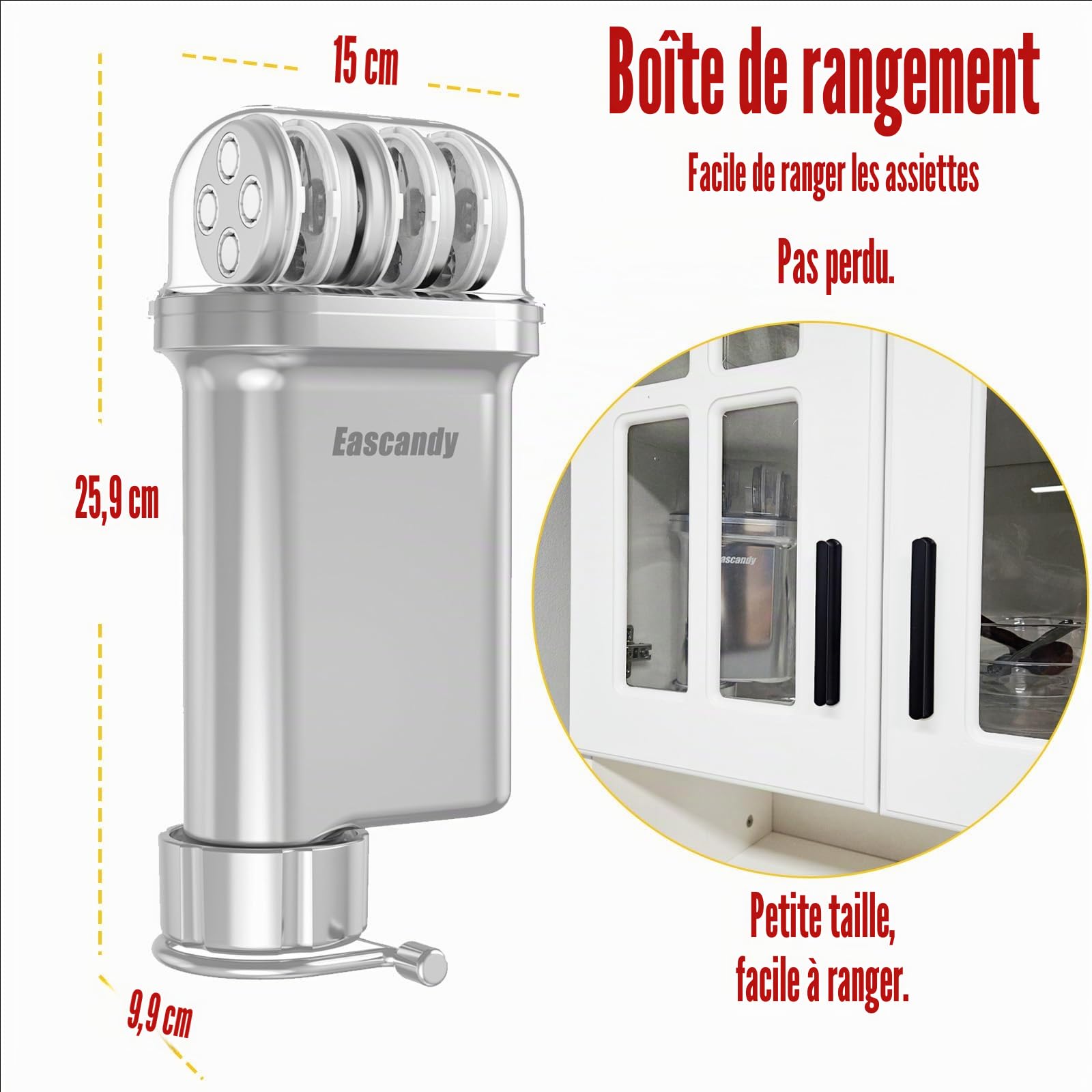 Eascandy Presse à pâtes gourmet en métal pour batteur KitchenAid - Accessoire durable en métal avec 5 plaques interchangeables pour pâtes fraîches maison