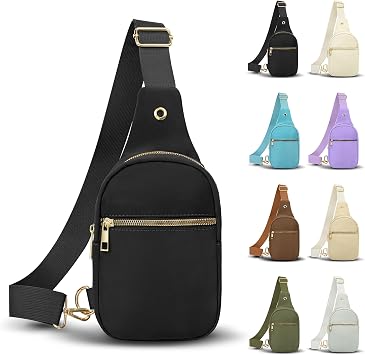 VOROLO Large Sling Bag,Crossbody Waist Pack Sling Bag Women Sling Chest Bag with Ajustable Strap Small Trendy Sling Crossbody Bag Black 03